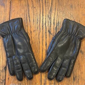 Men's Black Leather Gloves, Shearling Lined, size M